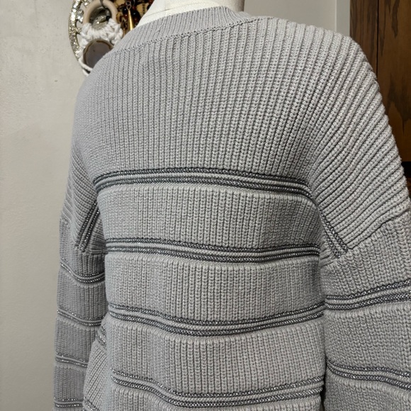 Thread & Supply Gray Seraphina Metallic Stripe Knit Sweater Size Medium - Picture 6 of 14